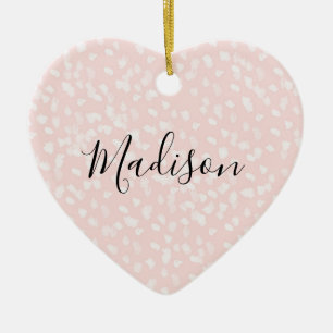 Ornamento De Cerâmica Pontos brancos cor-de-rosa esbranquiçados