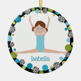 Ornamento De Cerâmica Ponytails Brown, ginasta nas Estrelas em Aqua e Ve