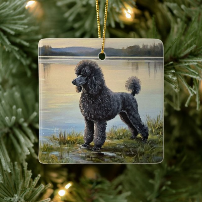 Ornamento De Cerâmica Poodle (Árvore)