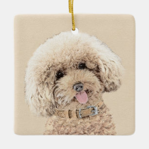 Ornamento De Cerâmica Poodle (Brinquedo, Miniatura) Pintando Arte Cão O