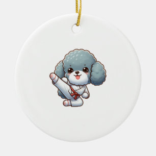 Ornamento De Cerâmica Poodle caratê chute alto artes marciais