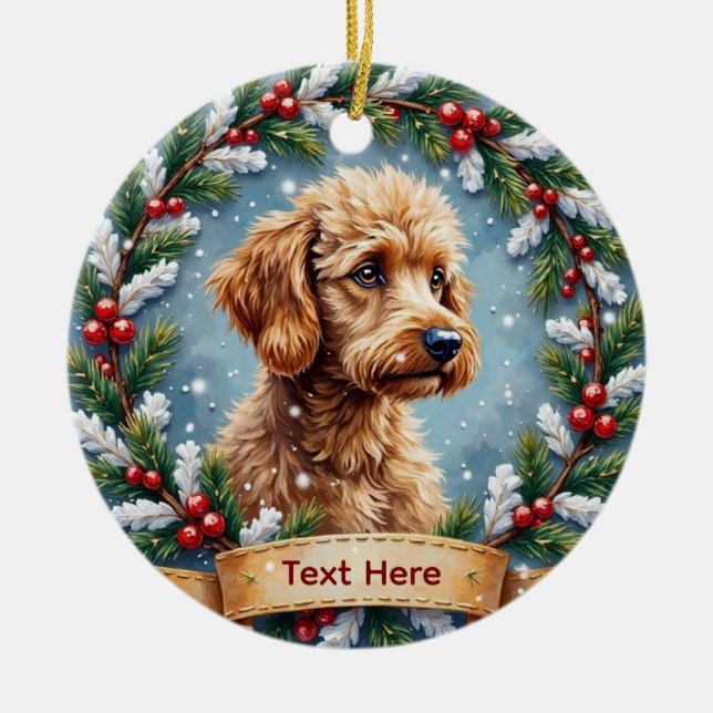 Ornamento De Cerâmica Poodle Christmas Ornament (Frente)