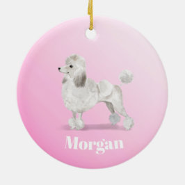 Ornamento De Cerâmica Poodle Cute Dog Rosa Pessoal