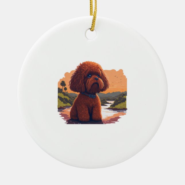 Ornamento De Cerâmica Poodle de Brinquedo (Frente)