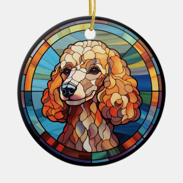 Ornamento De Cerâmica Poodle De Cão De Vidro Doce (Frente)