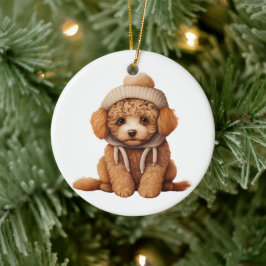 Ornamento De Cerâmica Poodle Dog Art Personalizado