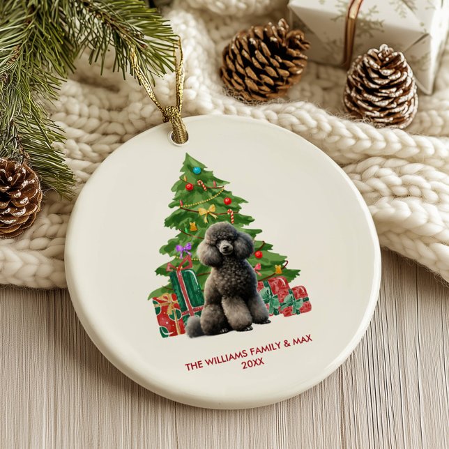 Ornamento De Cerâmica Poodle Dog Family Christmas (Criador carregado)