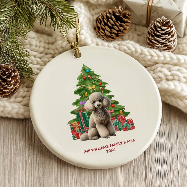 Ornamento De Cerâmica Poodle Dog Personalizado Natal (Criador carregado)