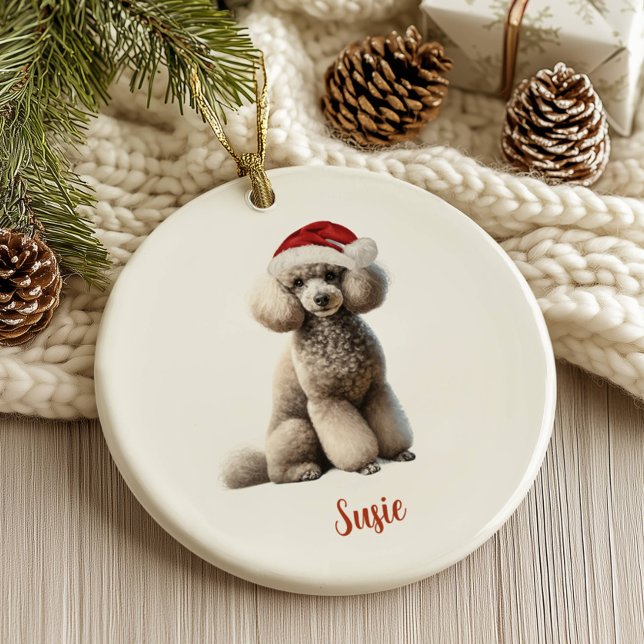 Ornamento De Cerâmica Poodle Dog Personalizado Natal (Criador carregado)