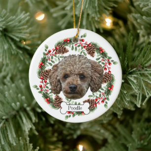 Ornamento De Cerâmica Poodle dog Personalizado Pet Ornament
