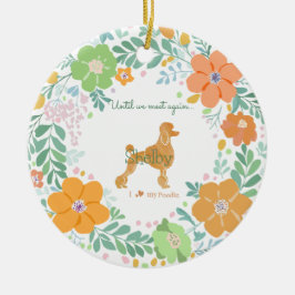 Ornamento De Cerâmica Poodle Floral Laranja Pastel Personalizado Foto Me