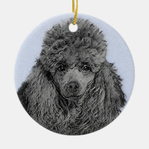Ornamento De Cerâmica Poodle Painting Miniature Toy Black