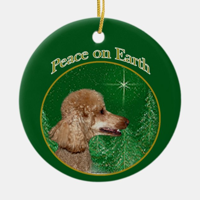 Ornamento De Cerâmica Poodle Peace (Frente)