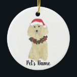 Ornamento De Cerâmica Poodle Personalizado (Ouro Louro Tan)<br><div class="desc">Faça a lista legal este ano com um ornamento do seu poodle elf favorito! Para os presentes mais doces,  emparelhe-o com um impressão de arte correspondente ou outro item da minha coleção!</div>