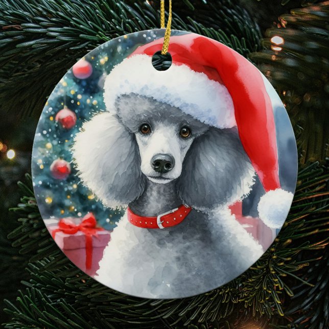 Ornamento De Cerâmica Poodle Standard Silver - Natal (Criador carregado)