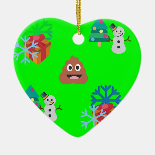 Ornamento De Cerâmica poop emoji de natal (Frente)