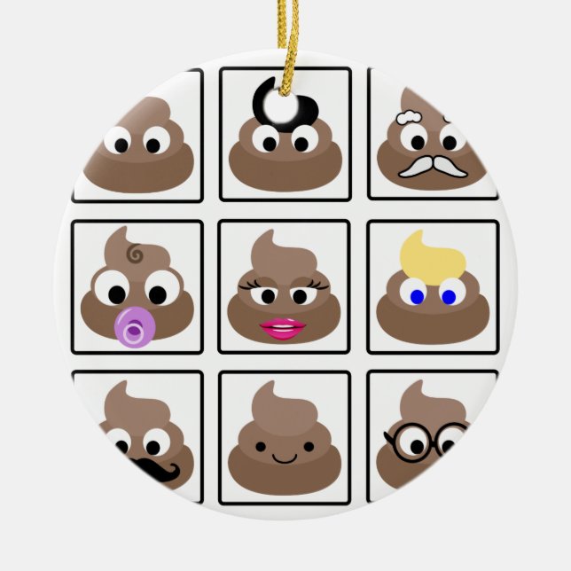 Ornamento De Cerâmica Poop Muitos Rostos (Frente)