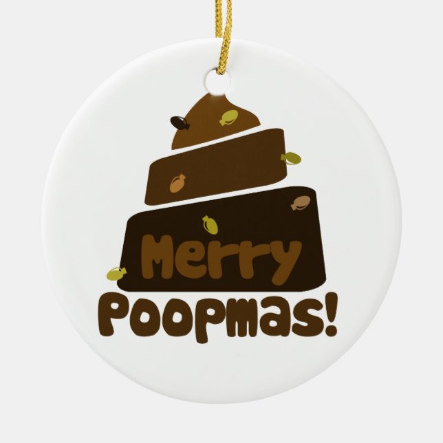 Ornamento De Cerâmica POOPmas de feliz (Frente)