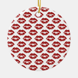 Ornamento De Cerâmica Pop art: Beijos vermelhos do batom