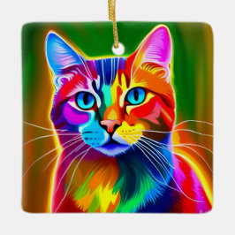 Ornamento De Cerâmica Pop Art Cat