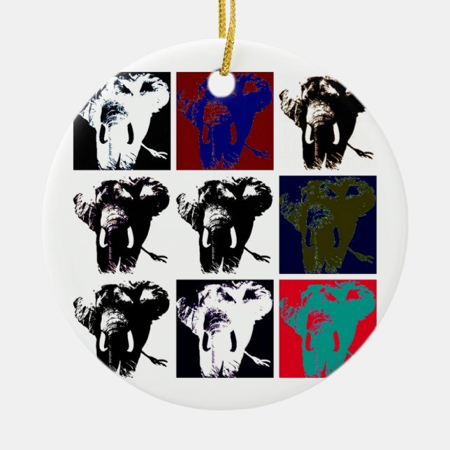 Ornamento De Cerâmica Pop Art Elephants (Frente)