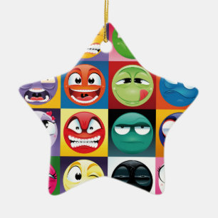 Ornamento De Cerâmica pop art emojis