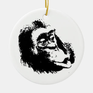 Ornamento De Cerâmica Pop Art Funny Chimpanzé