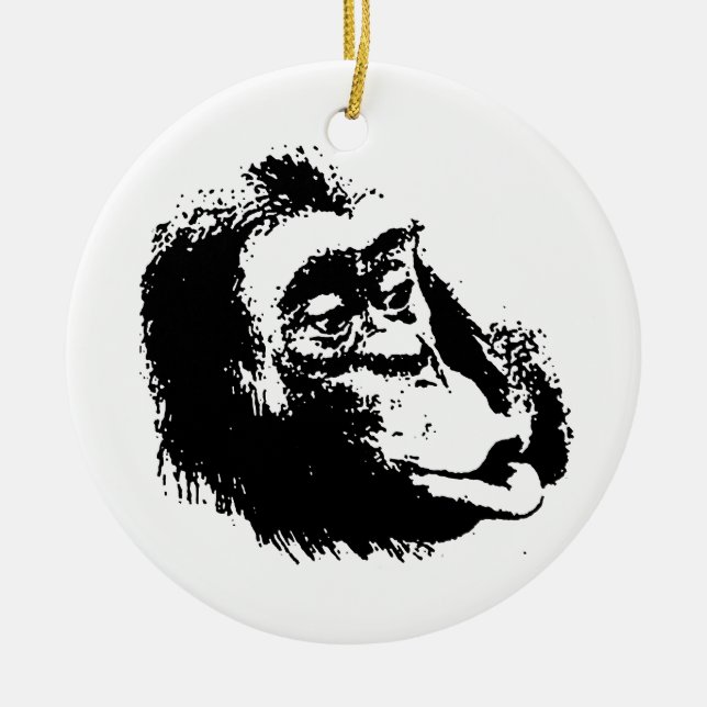 Ornamento De Cerâmica Pop Art Funny Chimpanzé (Frente)