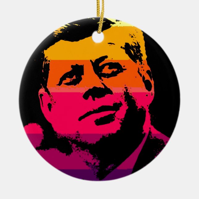 Ornamento De Cerâmica Pop Art Jack JFK John F. Kennedy (Frente)