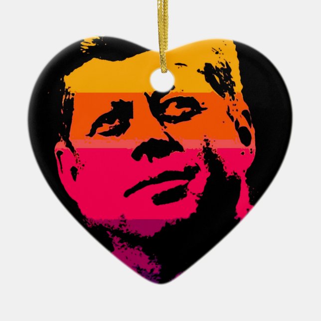Ornamento De Cerâmica Pop Art Jack JFK John F. Kennedy (Frente)