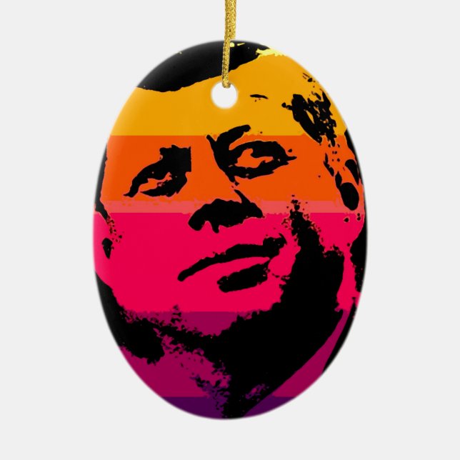 Ornamento De Cerâmica Pop Art Jack JFK John F. Kennedy (Frente)