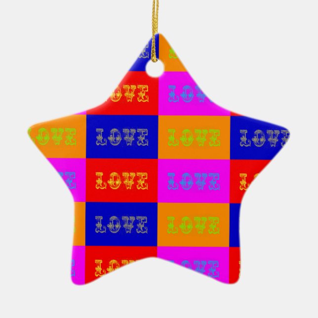 Ornamento De Cerâmica Pop Art Love (Frente)