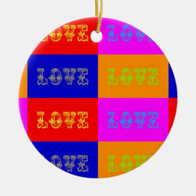 Ornamento De Cerâmica Pop Art Love (Frente)