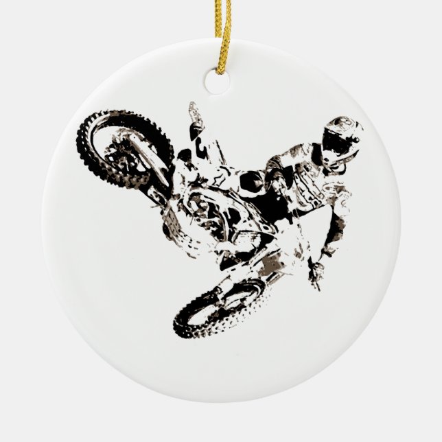 Ornamento De Cerâmica Pop Art Motocross Motorcyesporte (Frente)