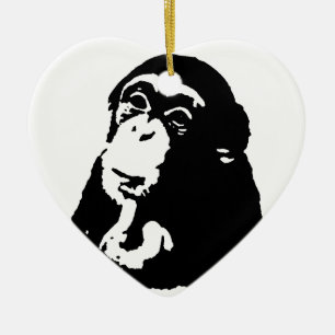 Ornamento De Cerâmica Pop Art Pensando Chimpanzé