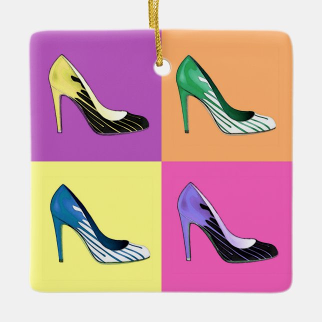 Ornamento De Cerâmica Pop Art Stiletto Pumps / Calçados / Altos Saltos (Frente)