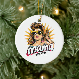 Ornamento De Cerâmica Pop da Mãe Personalizada Arte 1