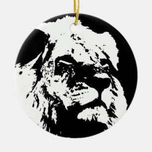 Ornamento De Cerâmica Pop preto e branco
