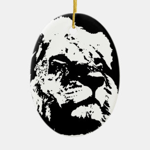 Ornamento De Cerâmica Pop preto e branco