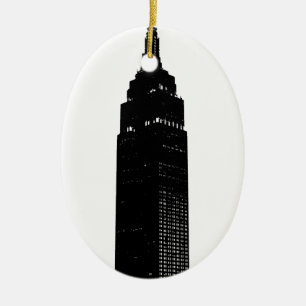 Ornamento De Cerâmica Pop preto e branco Nova Iorque