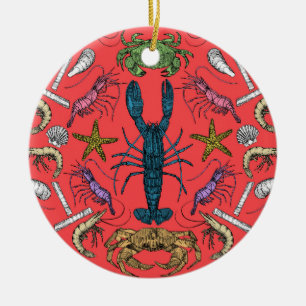 Ornamento De Cerâmica pop vermelho-damascos-damascos