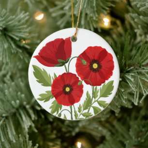 Ornamento De Cerâmica Poppy alegre Flores de Verão