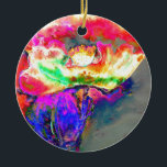 Ornamento De Cerâmica Poppy Amarelo<br><div class="desc">pintura romântica de papoila amarela impressionista por H Cooper</div>