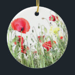 Ornamento De Cerâmica Poppy field Nature floresce flores<br><div class="desc">Campos de papoila flores Sun Nature floresce Flores cardíacas Florestas suaves em primavera ou no início do verão</div>