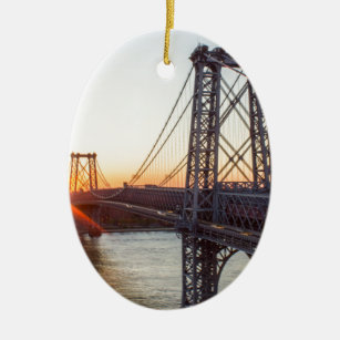 Ornamento De Cerâmica Por do sol Brooklyn NYC da ponte de Williamsburg