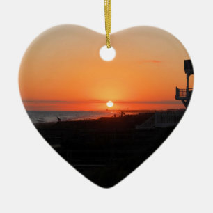 Ornamento De Cerâmica Por do sol da praia na praia NC de Holden