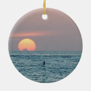 Ornamento De Cerâmica Por do sol de Florida da praia de St Petersburg