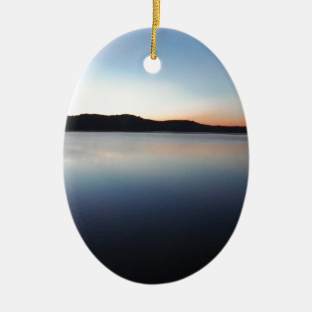 Ornamento De Cerâmica pôr do sol do lago Arrohead (Frente)