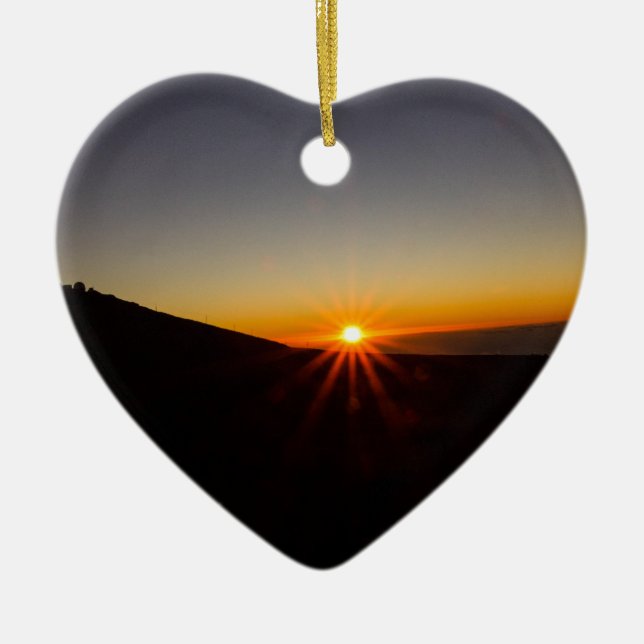 Ornamento De Cerâmica Por do sol no vulcão de Haleakala (Frente)