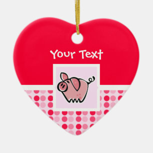 Ornamento De Cerâmica Porco bonito